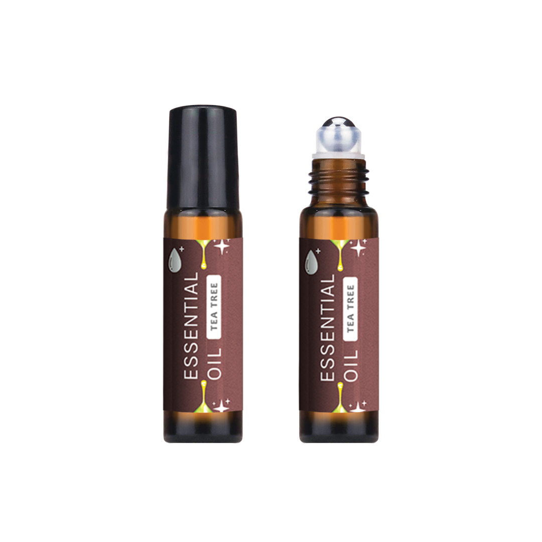 (WS) 10ml Amber Metal Roller With Black Plain Cap